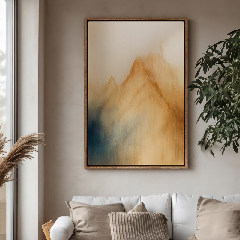 Art mural encadré, impressions murales abstraites rétro pour chambre à coucher - 16 po x 24 po, Naturel