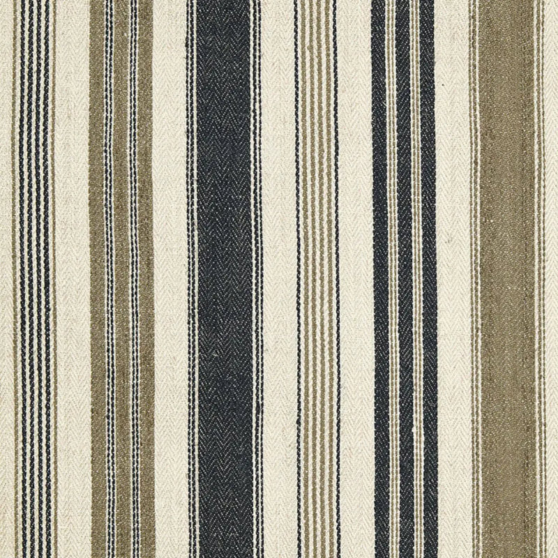 Montauban Stripe Fabric, Noir/Tobacco
