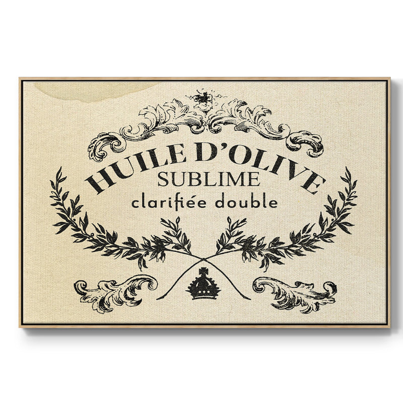 Antique French Label IV, reproduction d'art sur toile encadrée, H 25 po x l 37 po x P 2 po, Naturel