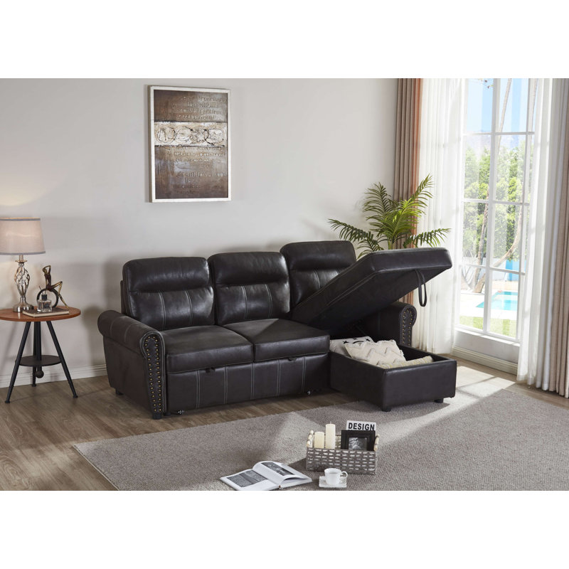 Canapé modulaire 2 pièces Dashone, Similicuir noir