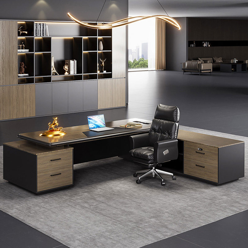 Bureau rectangulaire 110,24 "moderne minimaliste écologique brun, 29.53" H x 110.24" W x 38.58" D