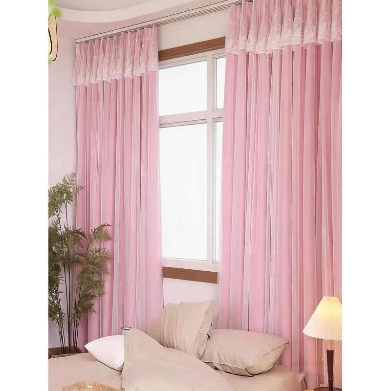 2Pcs French Tulle Lace Bedroom Curtains - Fairy-Like, Simple And Elegant Finished Curtains, 52" W x 95" L
