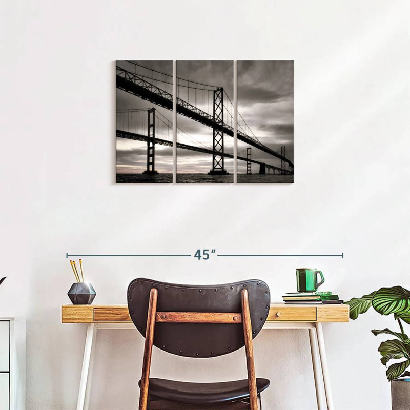 Pont sur toile Chesapeake, ensemble de 3 pièces, H 20 po x l 33 po x P 1,25 po