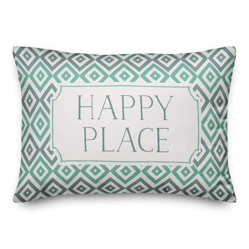 Housse de coussin rectangulaire et insert Happy Place, Bleu sarcelle