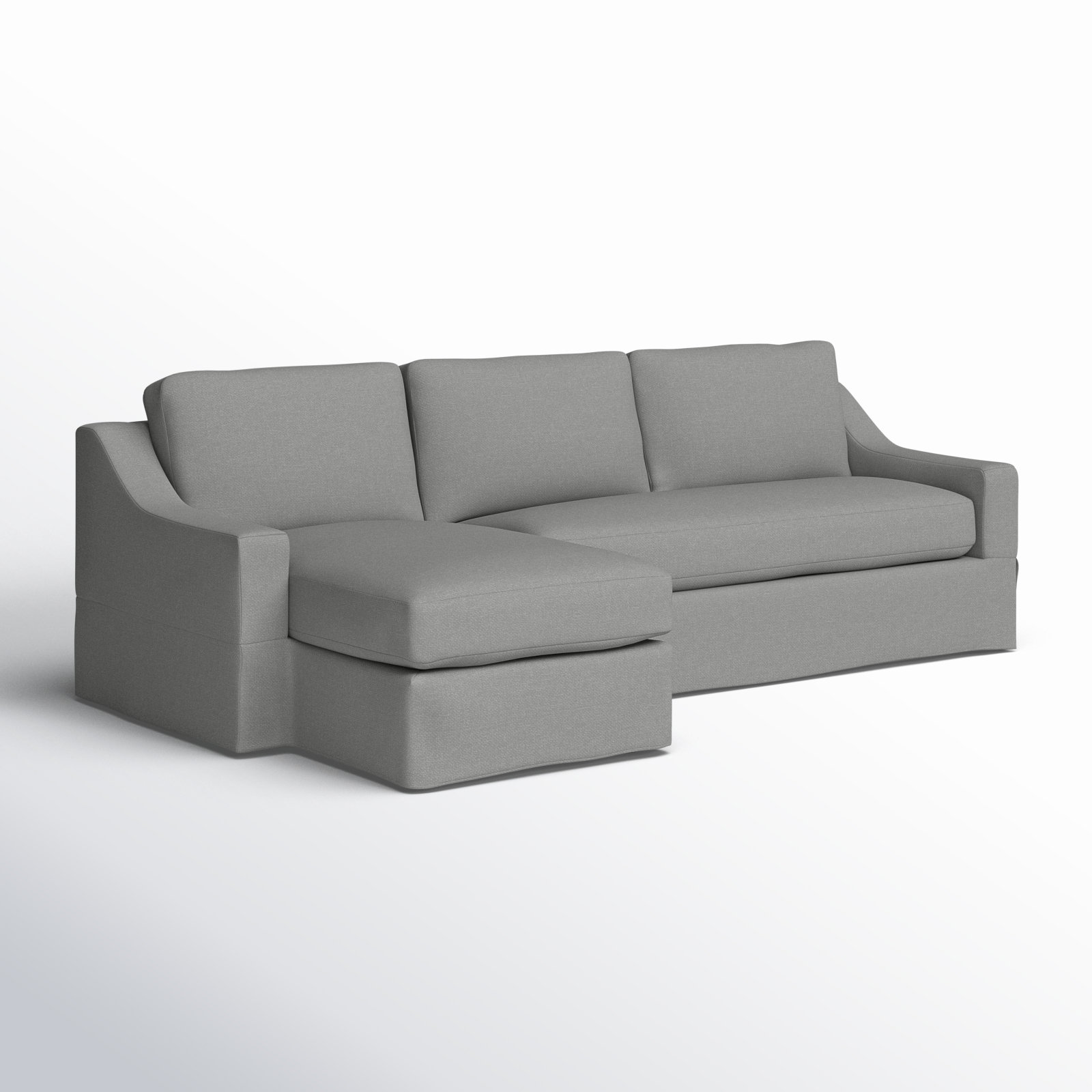 Cranbrook Upholstered Chaise Sectional, Bayou Light Gray Canvas, Left Hand Facing