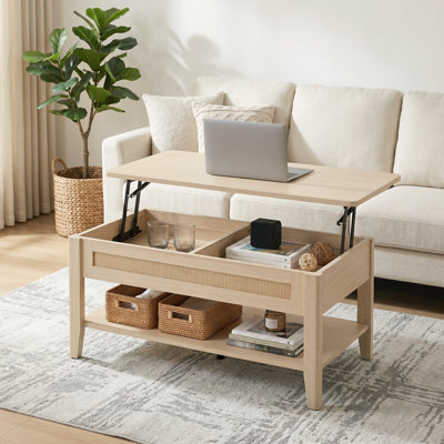 Breshawna 34.5'' W Rattan Lift-Top Coffee Table