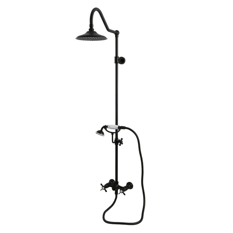 Kingston Brass Essx Wall Mount Rain Drop Shower System with Hand Shower, Matte Black