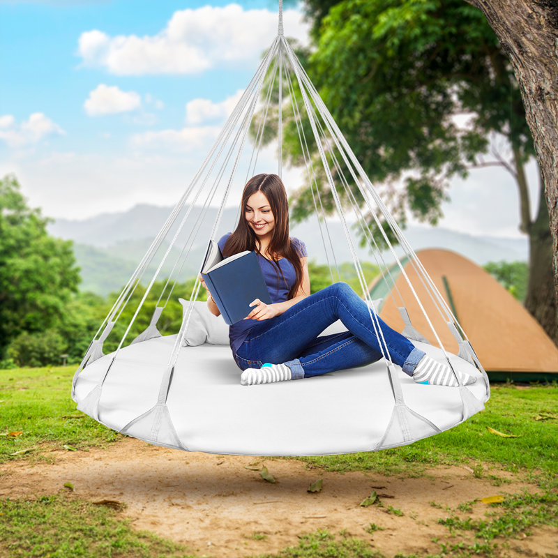 Balançoire suspendue avec soucoupe Nest Swing de Sorbus de 56 po avec coussin, Blanc