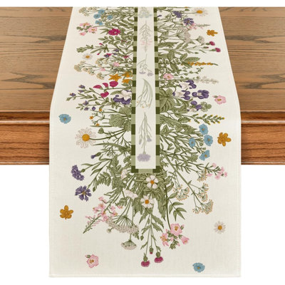 Table Runner - Multicolor - Vintage Wildflowers And Daisy 13X72 Inch Runner For Spring/Summer Home, Kitchen, And Party Table Décor