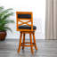 Tabouret de bar 30 po à finition naturelle avec siège et siège en tissu gris anthracite-1234855845-1234855843