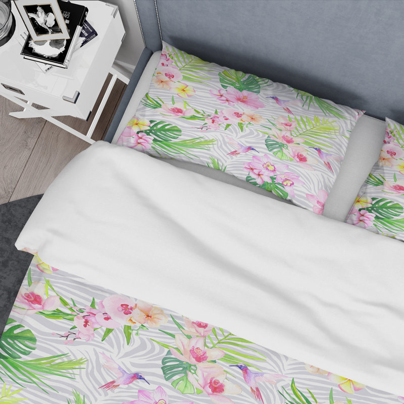 Ensemble de housse de couette pour plantes tropicales et fleurs vi mid-century