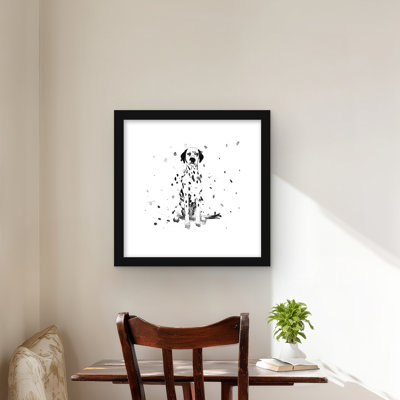 Imprimé mat avec un chien dalmatien | Décor d'animaux noirs