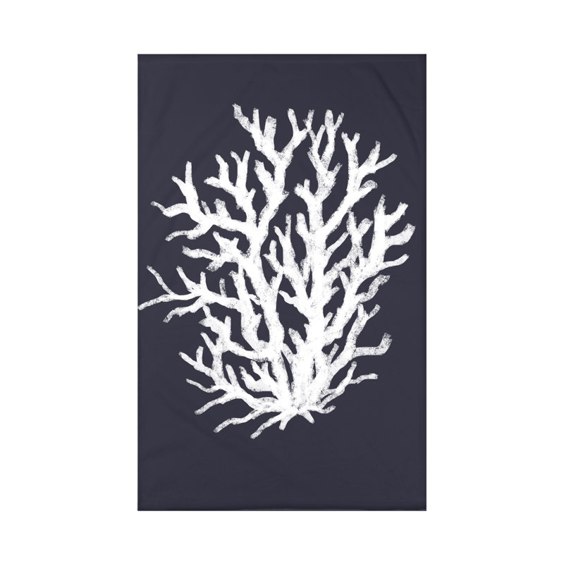 Coral Reef Throw Blanket, 60" L x 50" W x 0.5" D, Navy Blue