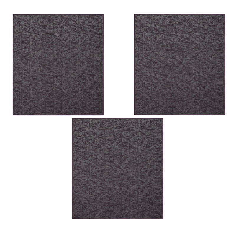 Ensemble de tapis intérieur / extérieur en nylon touffeté à la machine géométrique mauve, Carré 2 pi