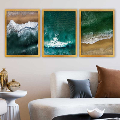 Superbe ensemble de peintures décoratives encadrées (3 pièces) de 21,7 po x 29,5 po chacune | Cadre 100% bois avec polystyrène de 0,8 pouce | Impression numérique UV | Parfait pour la décoration murale de salon, de bureau et de galerie