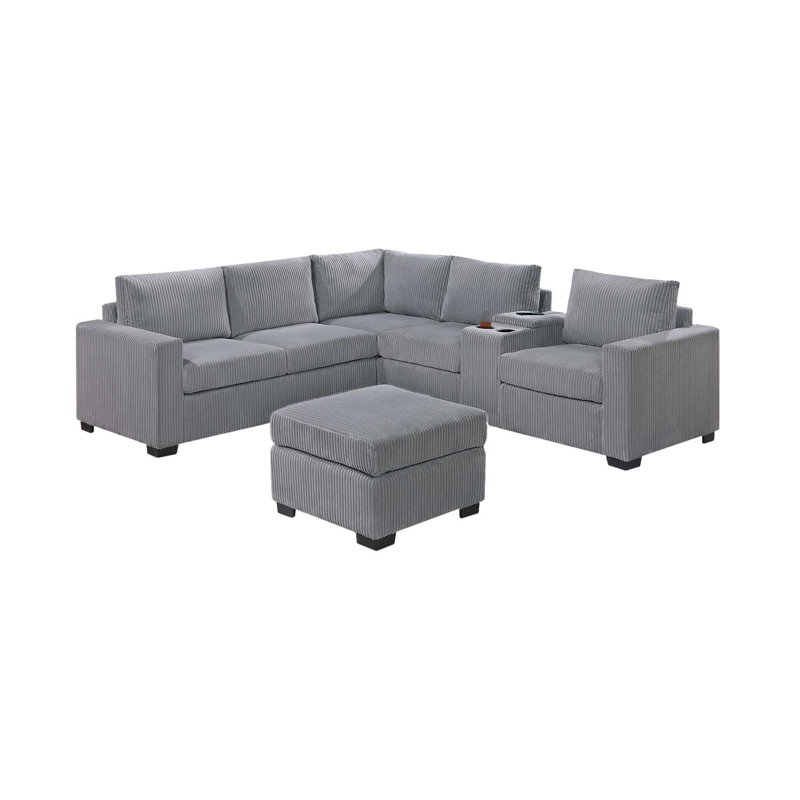 Sectional Sofa with Console Cup Holder