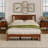 Modern Solid Wood Platform Bed Frame with Headboard, Brown-1791813256