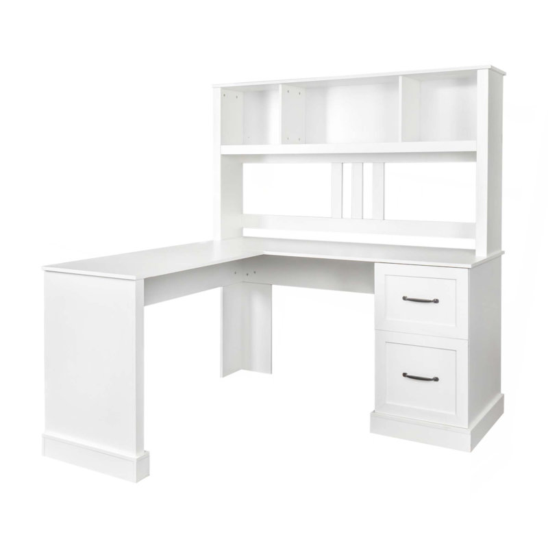 Bureau d'ordinateur à domicile avec huche, Blanc