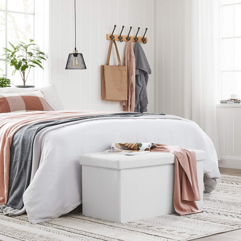 76x38x38cm 76cm Wide Rectangle Cube Ottoman with Storage, White