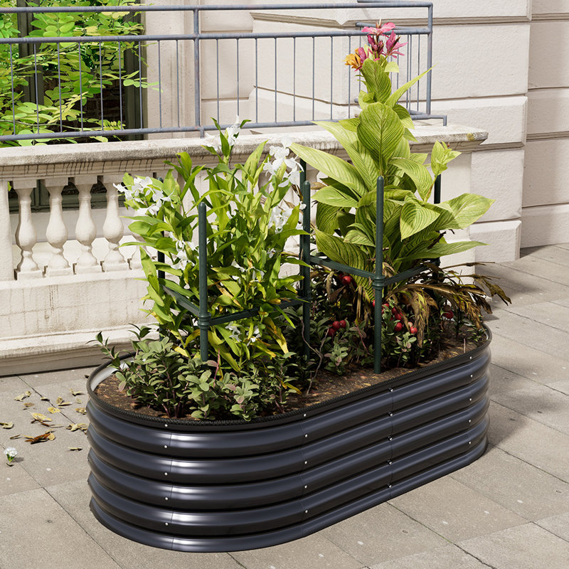 Brelon Galvanized Planter: Weatherproof, Child-Safe & Easy Drain, 42cm H x 160cm W x 80cm D, Black