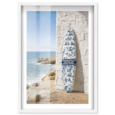 Surf on Beach II Shadowbox Print Living Room Wall Decor by Notoriart, White Frame