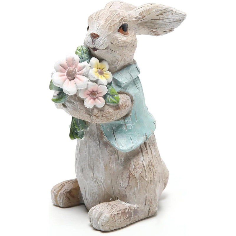 Animals Resin Garden Statue, Gray/Blue