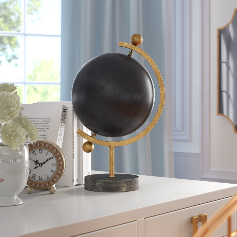 Metal Tabletop Globe, 16" H x 8" W x 9" D