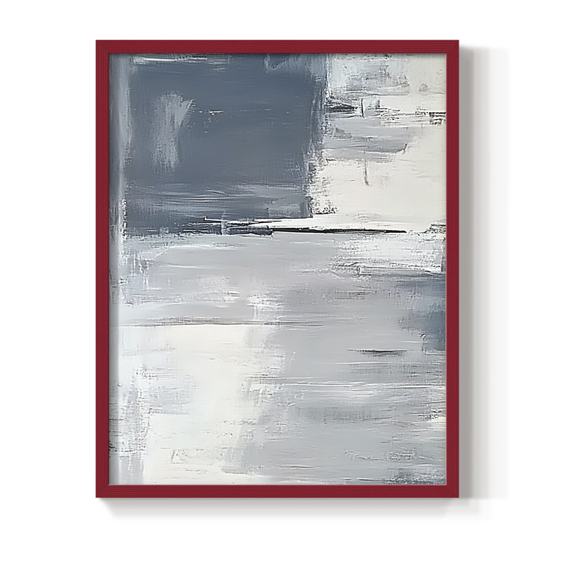 Abstrait, encadré, prêt à accrocher , Rouge, H 14 po x l 11 po