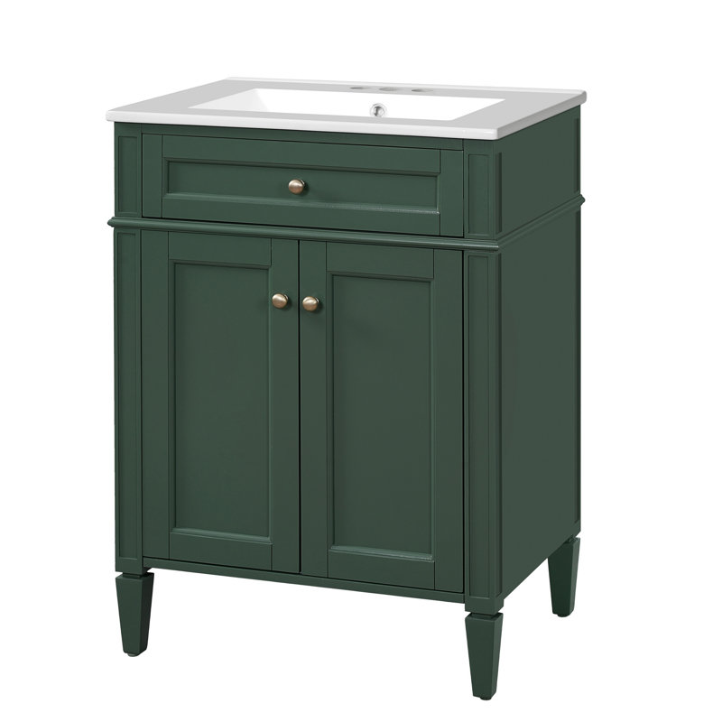 Meuble-lavabo 24 po avec lavabo en céramique, Vert
