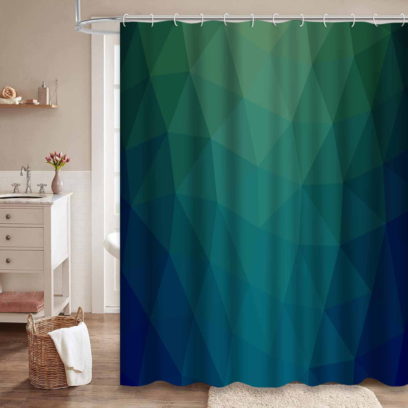 Rideau de douche hexagonal clair avec 12 crochets, L 72 po x l 84 po