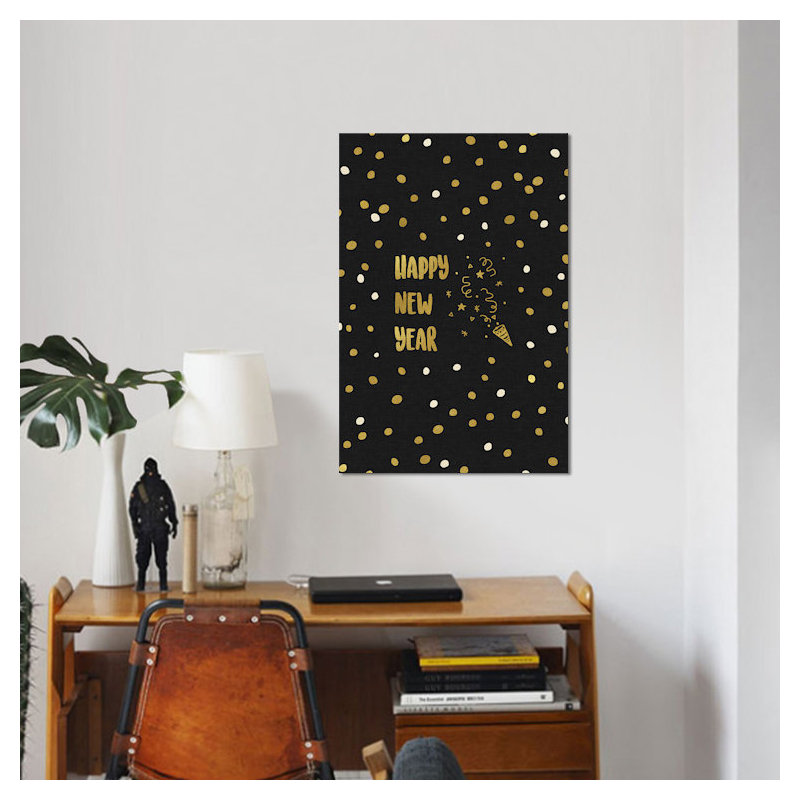« happy new year », art textuel sur toile, H 18 po x l 12 po x P 1,5 po