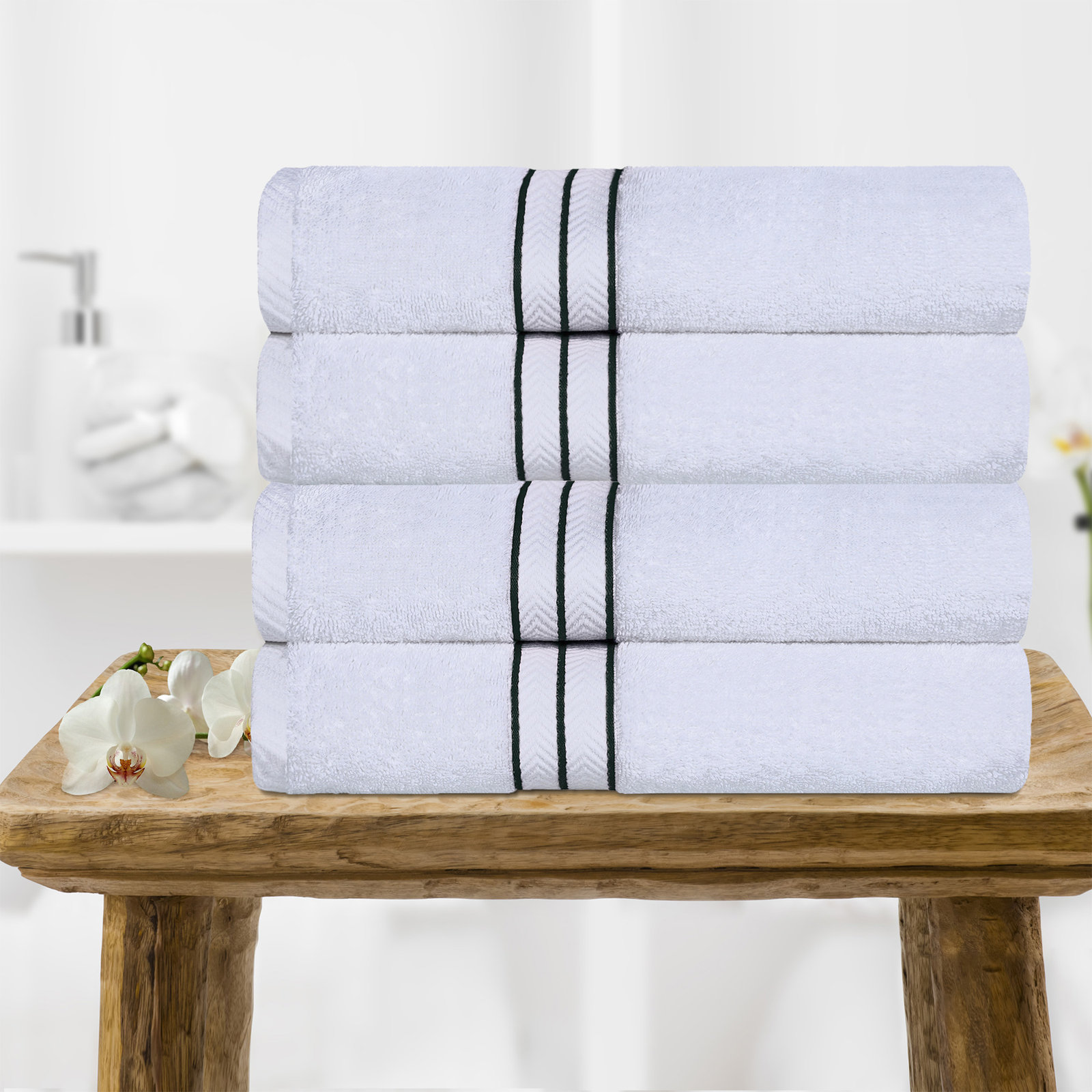 Josann Turkish Cotton Ultra-Plush Solid 4 Piece Bath Towel Set, Teal