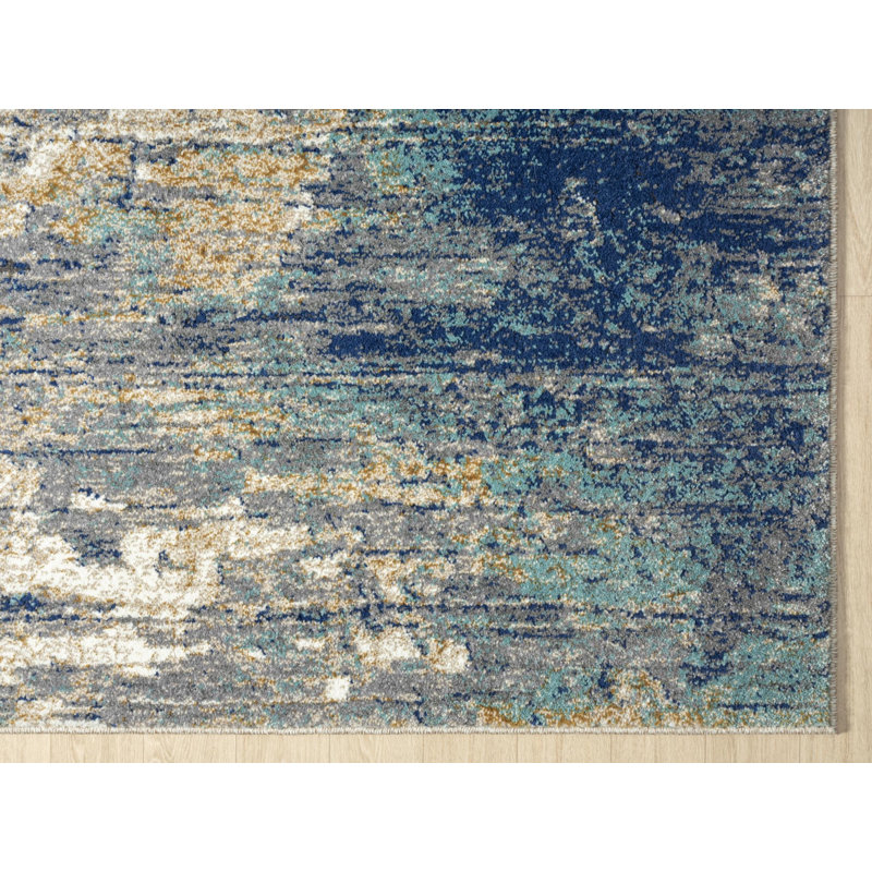 Tapis bleu abstrait Milan Collection