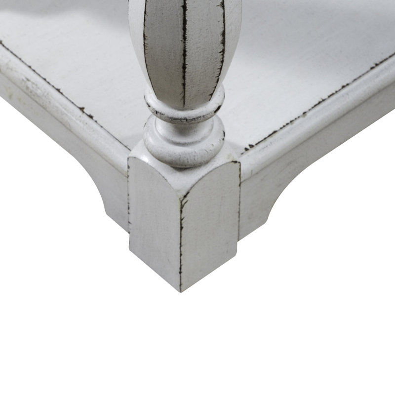 Antique White and Weathered Bark Hall Console with Storage