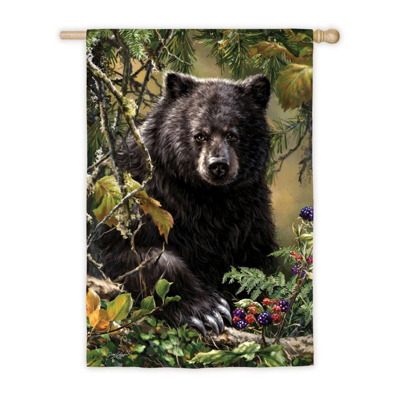 Drapeau de maison en polyester 20 x 12 à 2 côtés ours bois