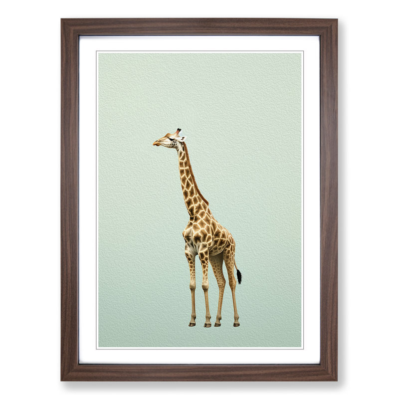 Giraffe Minimalism No.2 - Framed Print, Walnut Framed, 34cm H x 25cm W