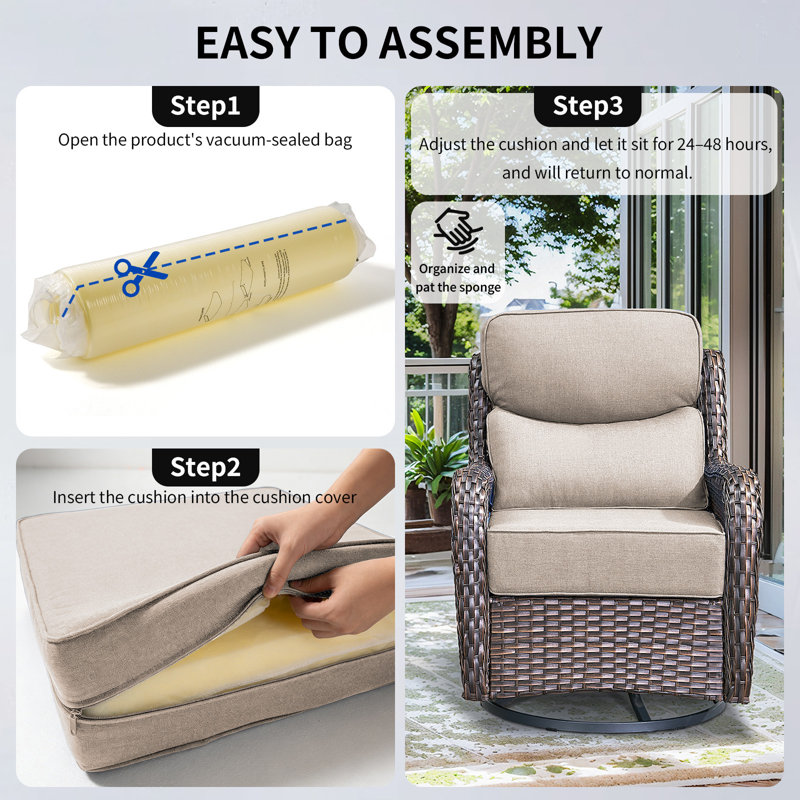 Smishape Outdoor Cushion Set Of 2, 6 Inch Deep Seat Patio Furniture Cushions With Removable Cover,Replacement Patio Cushion Set For Chair,Sofa,Loveseat