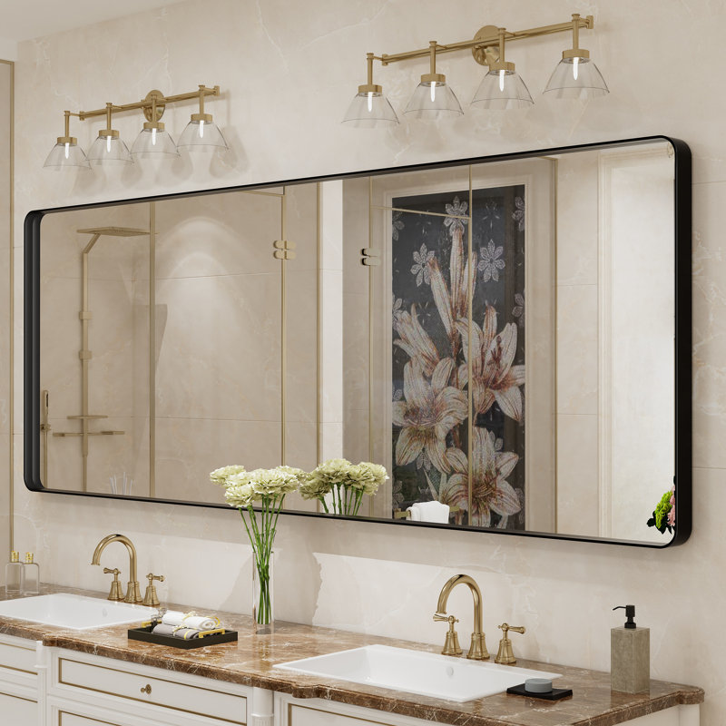 Miroir mural Aevar, Noir mat, 84 po x 32 po