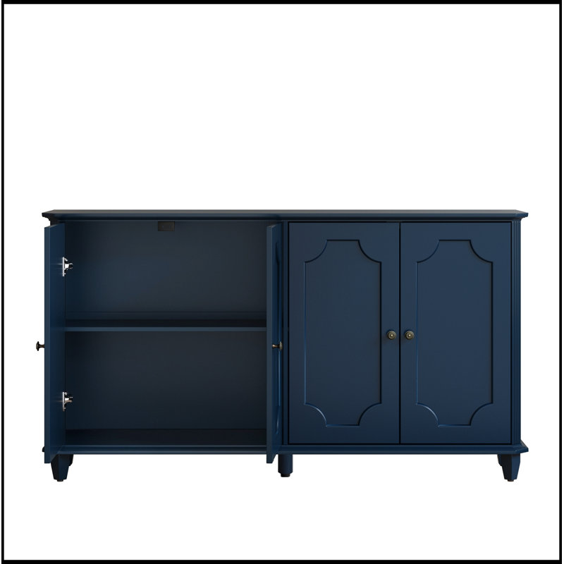 Buffet avec 4 portes courbées décoratives, Bleu