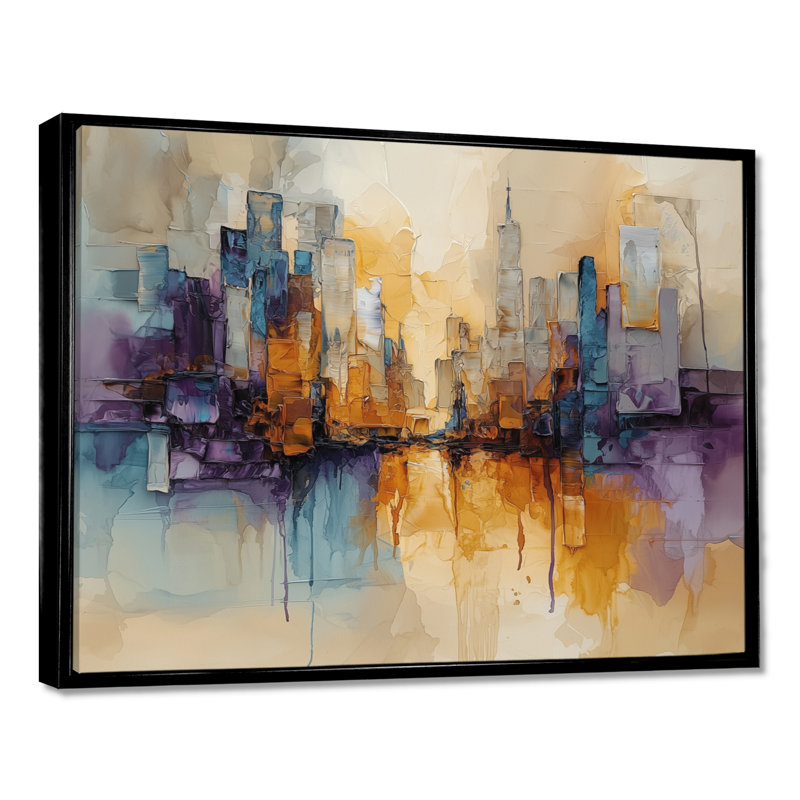 Nyel - Abstract Wall Art, H 24 po x l 32 po, Cadre flottant, Noir, noir, noir, noir