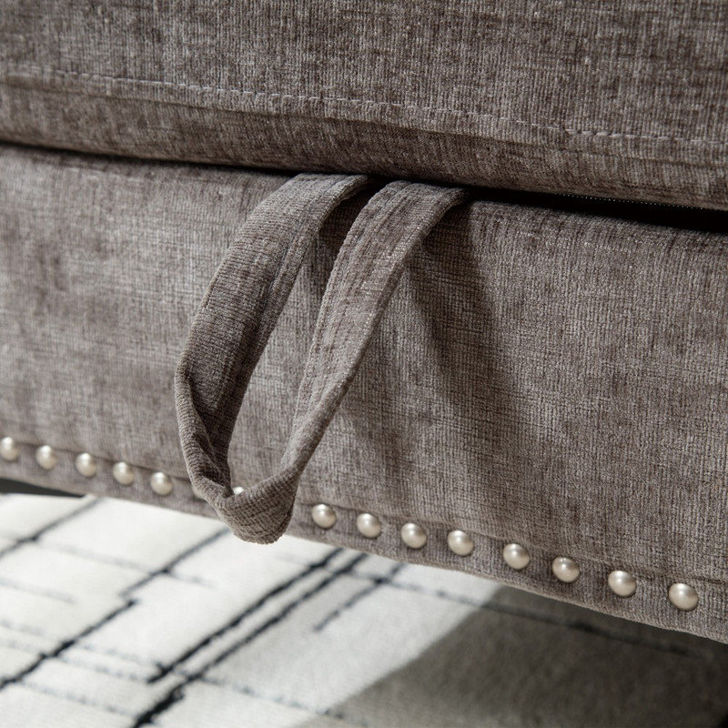 Canapé modulaire en L avec repose-pieds avec rangement, canapé à 4 places, rivets et capitonnage