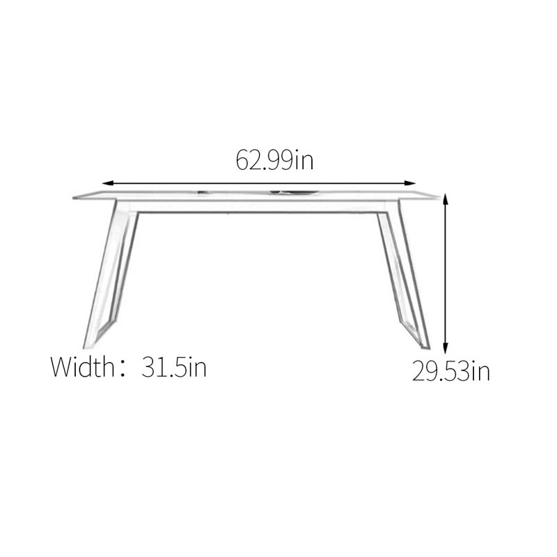 Table de salle à manger en acier au carbone fritté blanc, H 29,53 po x L 62,99 po x l 31,5 po