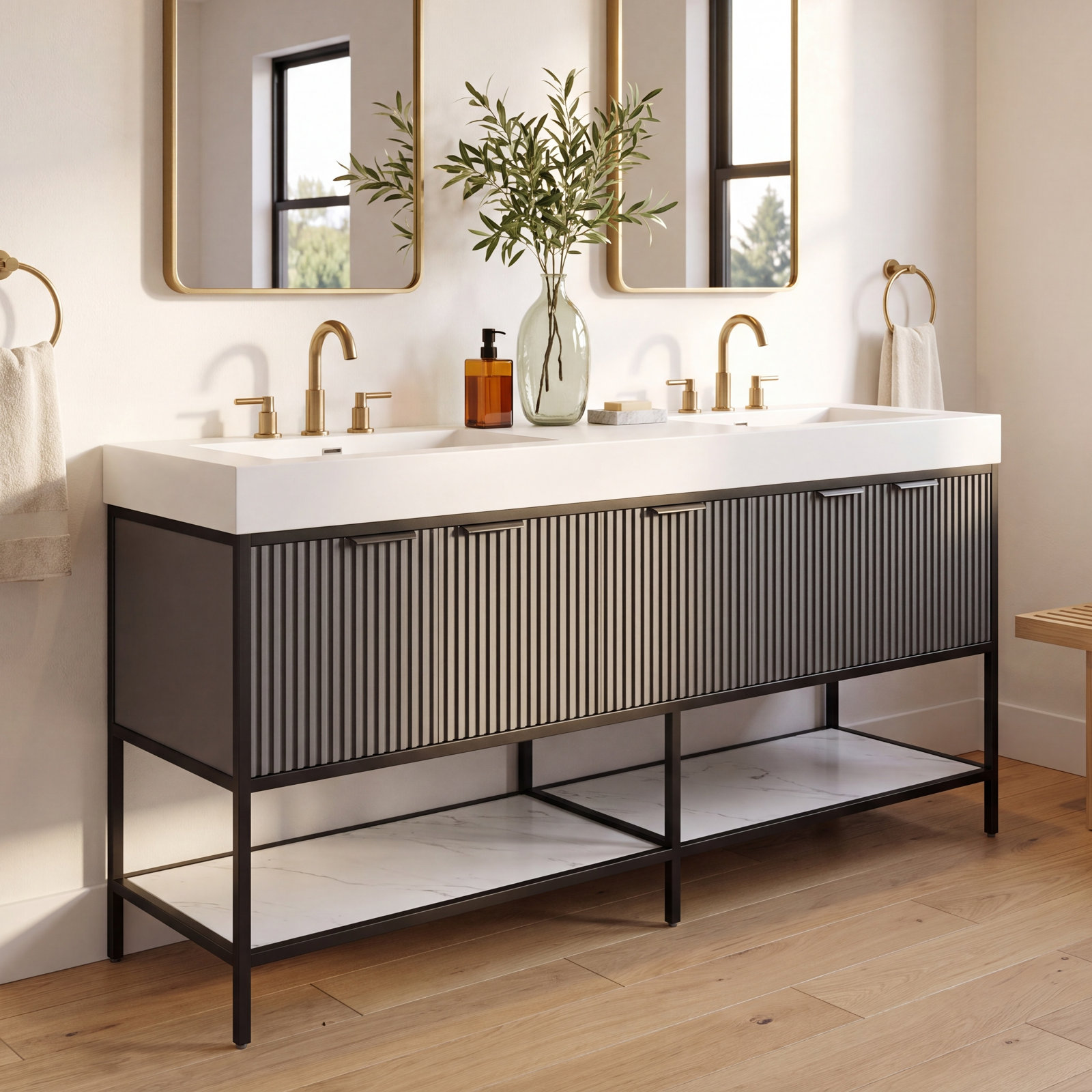 Avonmore 72'' Double Bathroom Vanity, Gray