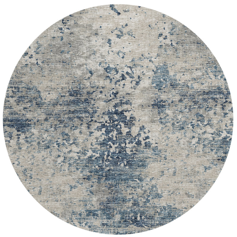 Tiarie Washable Abstract Indoor / Outdoor Rug, Round 8'