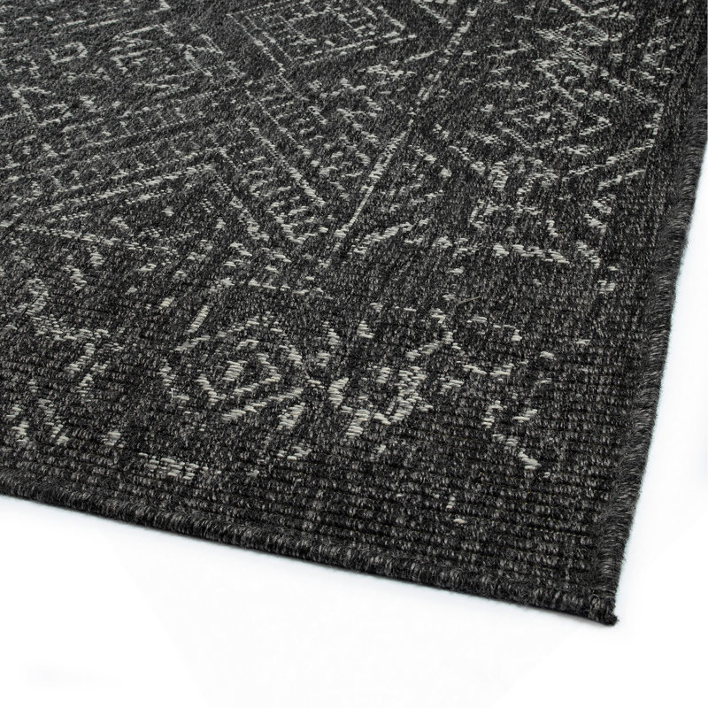 Tapis texturé moderne, transitionnel, géométrique, de style Sud-Ouest