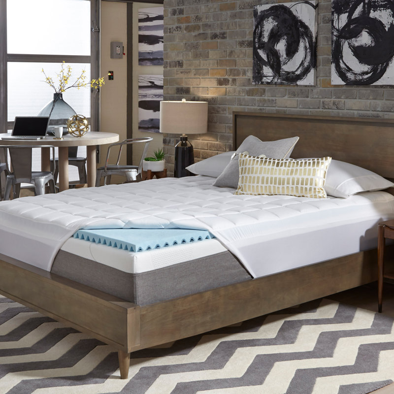 Slumber Solutions Reversible Gel Memory Foam and Fiber 2-Piece Topper, Twin, 3.5"