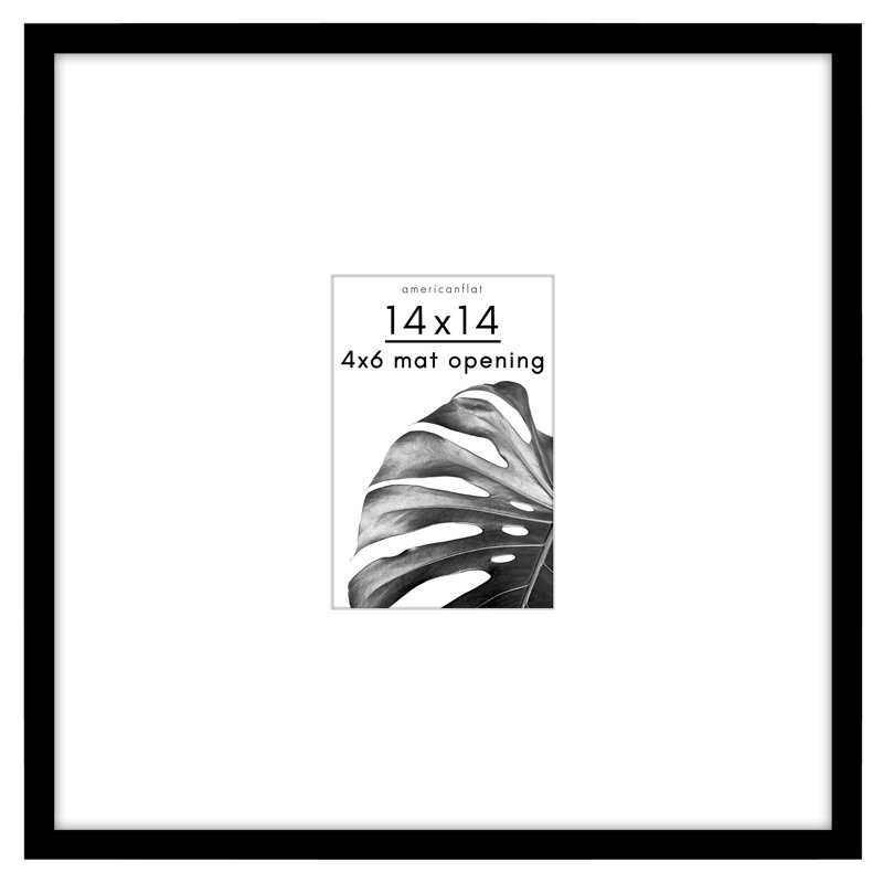 Cadre photo Americanflat 14 x 14 - Utiliser comme cadre 4 x 6 avec passe-partout ou cadre 14 x 14 sans passe-partout - Cadre photo fin avec plexiglas - noir