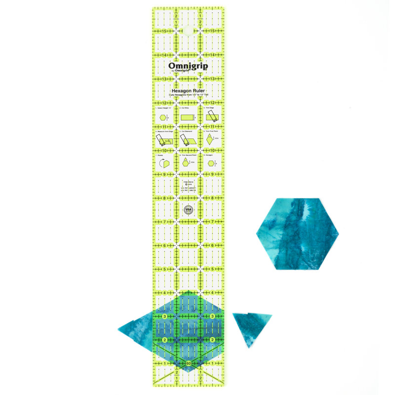 Règle de courtepointe hexagonale 3 "x 16" Omnigrip