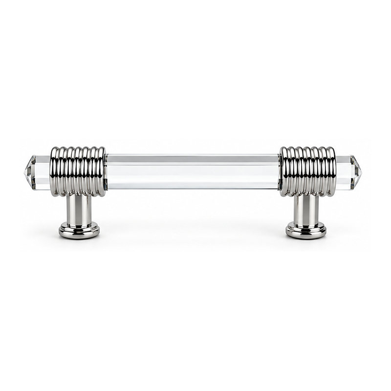 Chrysalis Collection Pull, 3 3/4", Polished Nickel/Glass