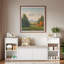 Banc de rangement avec coussin, compartiments, tiroirs et tablettes ouvertes-917975781